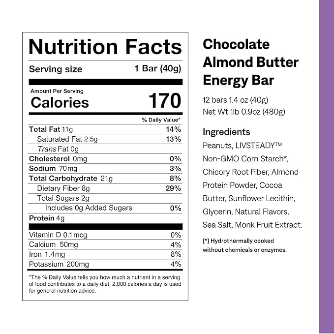 UCAN Energy Bars | Low Sugar Low Calories | Gut Friendly Caffeine-Free Vegan Non-GMO No Soy Keto Friendly | Running Cycling Fitness Pre &amp Post Workout | Chocolate Almond Butter 12 Count