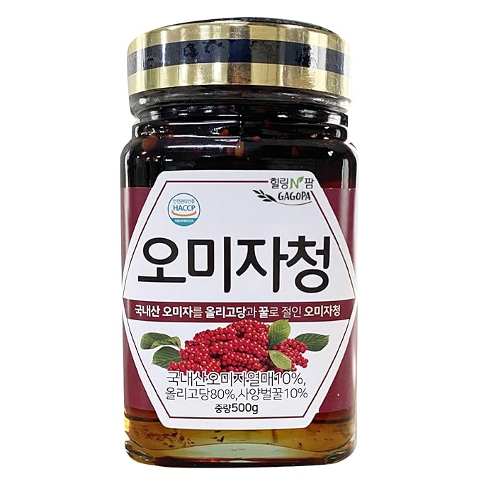 GAGOPA Korean Honey Jam 100% Organic Honey Preserved Syrup Korean Style Jam excluding SugarOnly Honey &amp Oligosaccharides/No Sugar 17.63Oz (Omija)