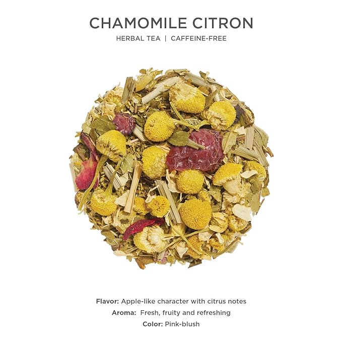 Tea Forte Chamomile Citron Premium Caffeine-Free Herbal Tea Blend Event Box Bulk Pack 40 Count 10 per tray Individually Wrapped Handcrafted Pyramid Infusers
