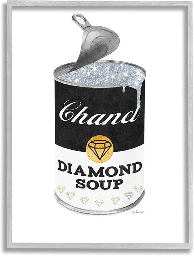 Stupell Industries Traditional Condensed Soup Can Glam Fashion Pop Black