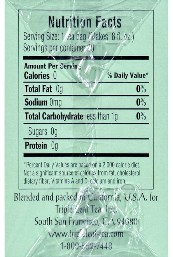 Triple Leaf White Tea - 20 bags per pack -- 6 packs per case.