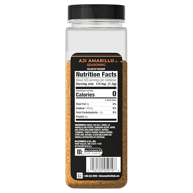 McCormick Seasoning Aji Amarillo 2025 Flavor of the Year Made for Chefs Blend of Tropical &amp Smoky Notes with Medium Chile Heat For Seafood Fish Veggies Poultry Sauces Salsa and More 24