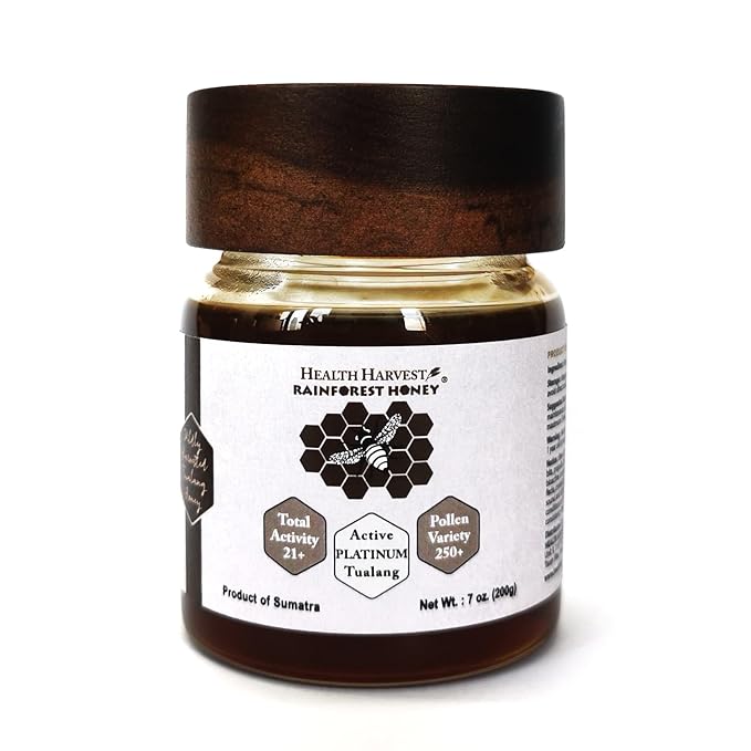 Premium Tualang Platinum Honey 7oz (TA 21+ Pollen Variety 250+) Supreme Choice for Rehabilitation Wild-ripening on 250ft Treetop Raw Unpasteurised Unfiltered