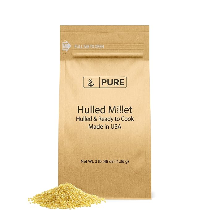 Pure Original Ingredients Oat Groats &amp Hulled Millet Bundle (3lb) Nutritional Breakfast Versatile Grains