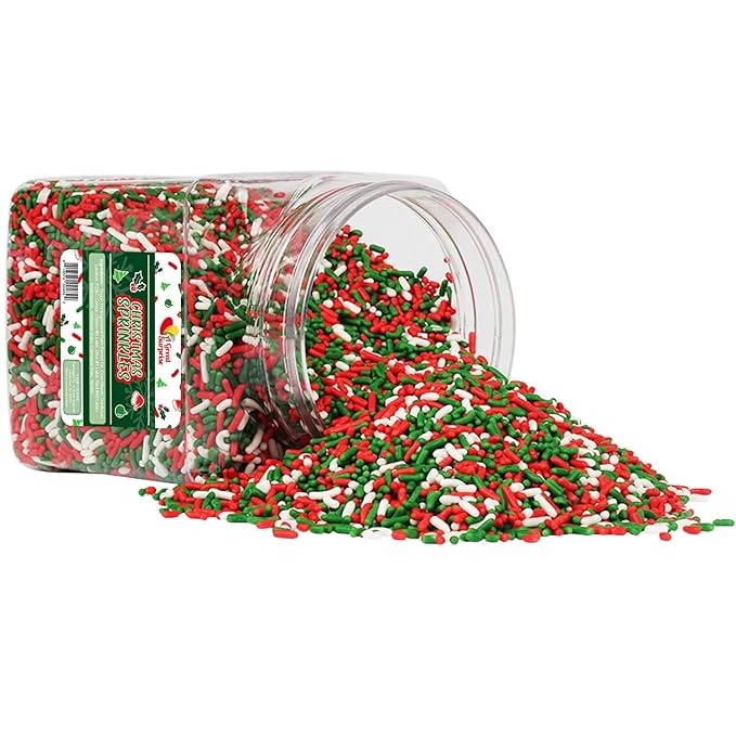 Christmas Sprinkles Bulk - 1.6 Pounds - Holiday Jimmies - Red White and Green Xmas Baking Toppings for Cookies Cakes Cupcakes and More!