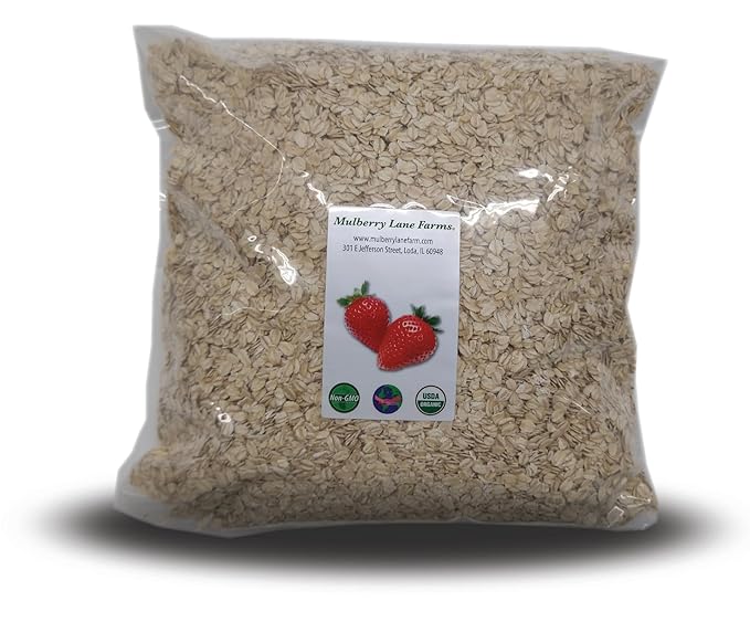 Rolled Oats 5 Pounds Old Fashioned Oatmeal USDA Organic Non-GMO Bulk Mulberry Lane Farms
