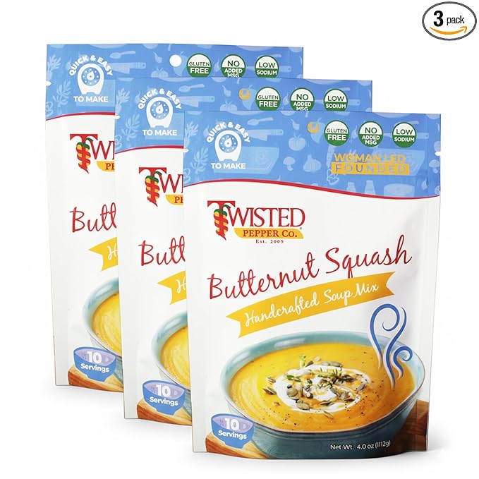 Twisted Pepper Co. Butternut Squash Soup Mix: Gluten-Free – Handcrafted Soup – Sweet Nutty &amp Creamy Fall Flavor Fast &amp Easy Comfort Meal Ready in 30 Minutes Serves 10