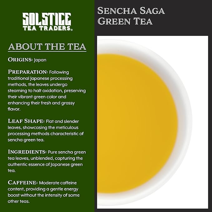 Solstice Loose Leaf Sencha Green Tea 1 LB Bulk 16-Ounces Japanese Style Green Sencha Tea - Approx 200+ Cups