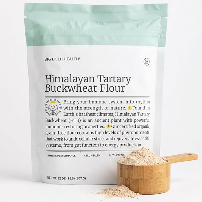 BIG BOLD HEALTH Organic Himalayan Tartary Buckwheat Flour - Gluten Free | Rich in Polyphenols &amp Antioxidants | 100% USDA Organic Grain-Free Flour | Non-GMO | USA Grown (2lb)