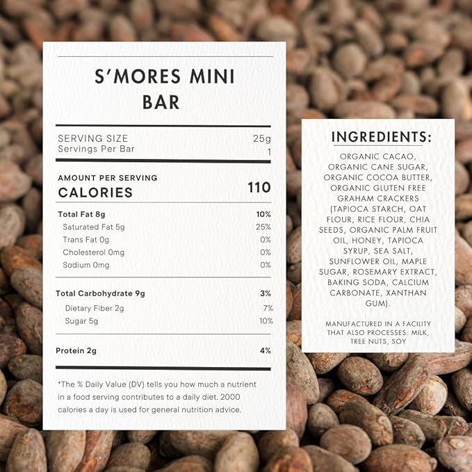 Ritual Chocolate S’mores Mini Bars 8-Pack – 70% Dark Chocolate with Caramelized Sugar &amp Graham Cracker Crumbs – Artisan Bean-to-Bar 25g Each