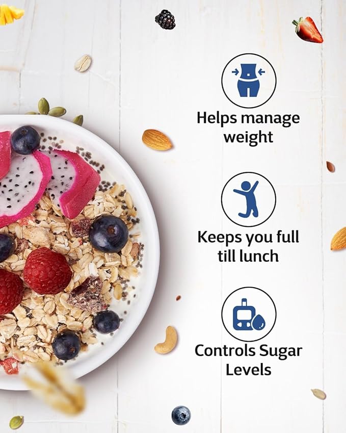 True Elements Whole Oatmeal 1kg - With Chia and Real Fruits Cereal for Breakfast | Diet Food for Weight Loss