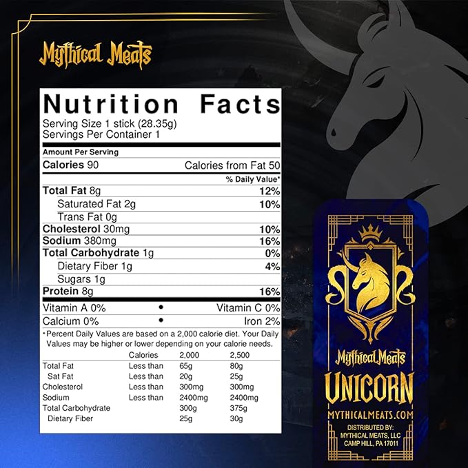 Mythical Meats Original Flavor Unicorn 12-Pack Snack Sticks – Smoked Beef – Dried &amp Dehydrated Meats Seasoned to Perfection – High Protein Snacks