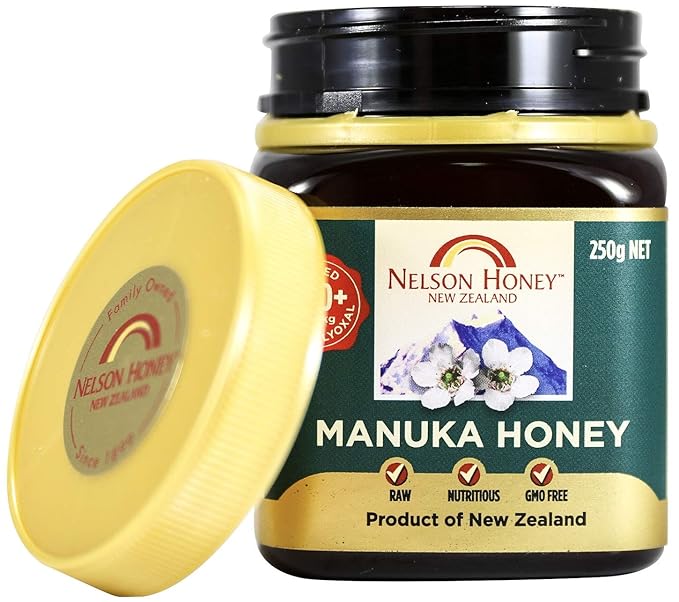 Nelson Honey Natural Manuka Honey 200+MG Factor 250g (.55lbs) Genuine New Zealand non-GMO - BPA Free Jar - 100% guaranteed (Ability to easily access test results by using the Jar Batch code
