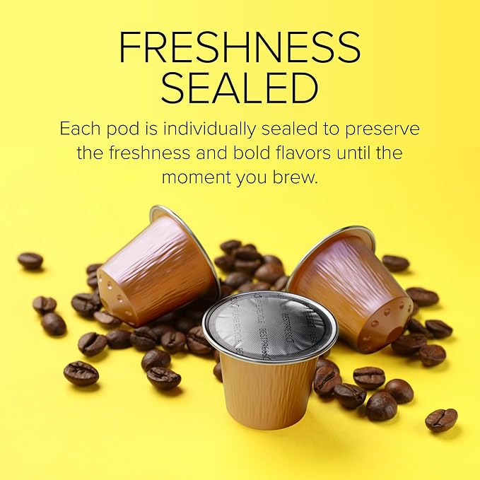 Organic USDA Bestpresso Coffee Aluminum Espresso Pods For Nespresso Original Machine 120 Pack (Naturally Strong)