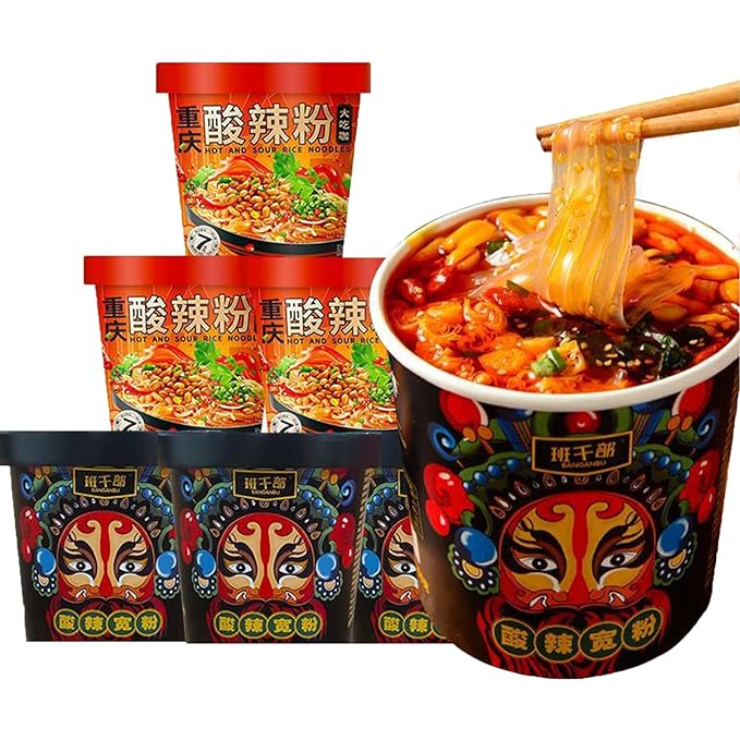 Instant Hot and Sour Noodle Soup Mix Cups152g/5.36oz/cupAuthentic Sichuan Suan Vermicelli Noodles6 Packs酸辣粉