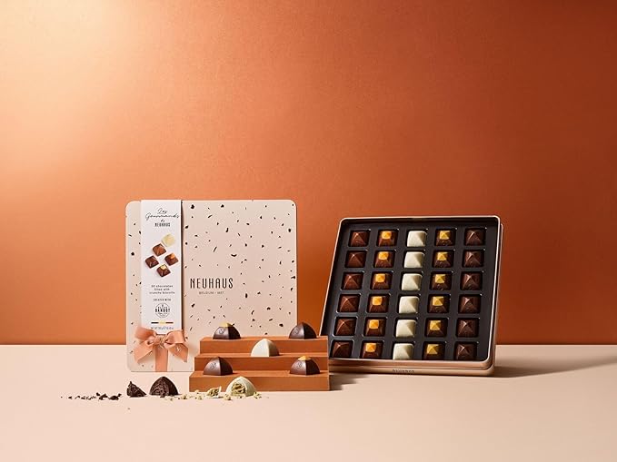 Neuhaus Belgian Chocolate Les Gourmands – 30 Pieces Assorted Milk White &amp Dark Chocolate Pralines – Crunchy Artisanal Biscuits - Gourmet Chocolate Gift