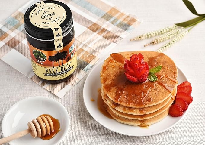 KEEZ BEEZ 100% Natural Raw Gold Honey – Seagrape 8 fl oz (0.5 lb) in Glass Jar – Organic Non-GMO Kosher Certified Light and Smooth Perfect for Teas and Yogurts