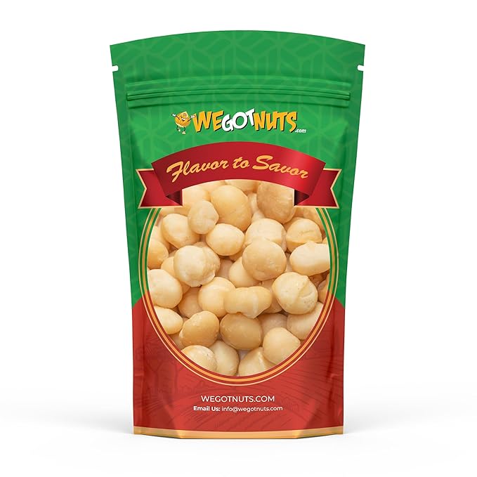 Raw Deluxe Macadamia Nuts - 2 lbs - Shelled &amp Unsalted Premium Quality Kosher Raw Macadamia Nut Snack Pack By We Got Nuts - Natural Gourmet Fresh Macadamia Nuts Bulk - Packed In A Resealable Pouch
