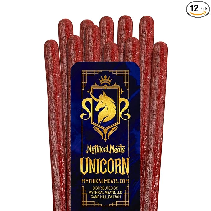 Mythical Meats Original Flavor Unicorn 12-Pack Snack Sticks – Smoked Beef – Dried &amp Dehydrated Meats Seasoned to Perfection – High Protein Snacks