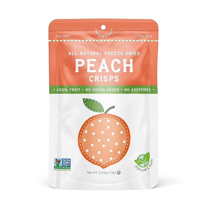 Nature's Turn Freeze-Dried Fruit Snacks Strawberry and Peach Crisps Pack of 24 (0.53 oz Each)