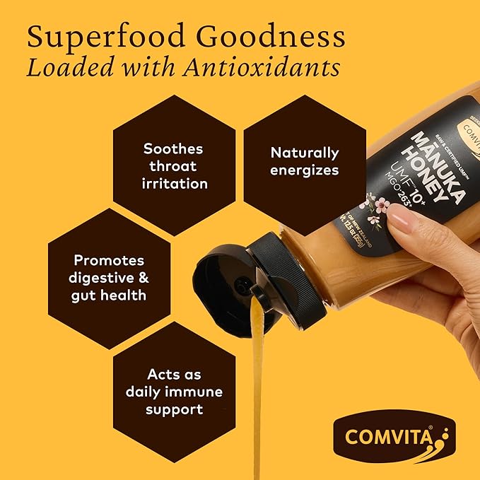 Comvita Manuka Honey UMF 5+ (MGO 83+) - Raw Manuka Honey New Zealand Pure Unpasteurized Honey Superfood for Immune Health Use in Tea Wild Monofloral Non-GMO - Squeeze Bottle 12.5 oz (355g)