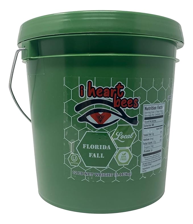 I HEART BEES Florida Fall Blend Raw and Unfiltered Honey 12 Pound Bucket