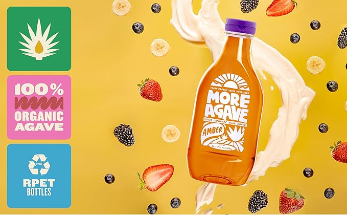 Agave Syrup Organic Blue Agave Nectar Sweetener Low Glycemic Sugar Alternative Vegan Gluten Free Non-GMO All-Natural Liquid Sweetener 2 Pack 36 oz