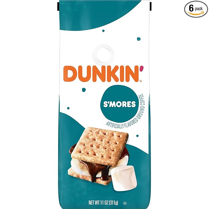 Dunkin' S'mores Flavored Ground Coffee 11 Ounce (Pack of 6)