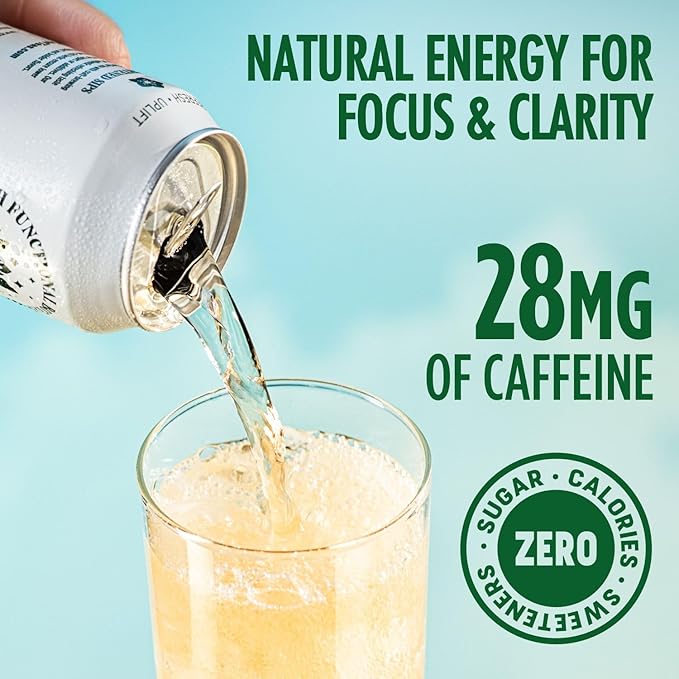 BrightLeaf Jasmine Green Sparkling Tea with Functional Benefits For Focus – Regenerative Organic Lightly Caffeinated Zero Sugar Zero Calories Zero Sweeteners – 12oz Cans 12-Pack – Craft-Brewed wi