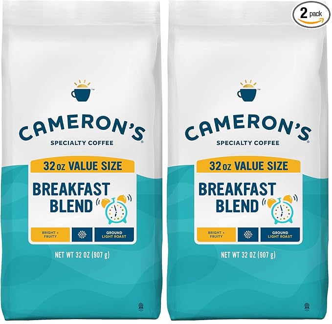 Cameron's Coffee Roasted Ground Coffee Bag Breakfast Blend 32 Ounce (Pack of 2)