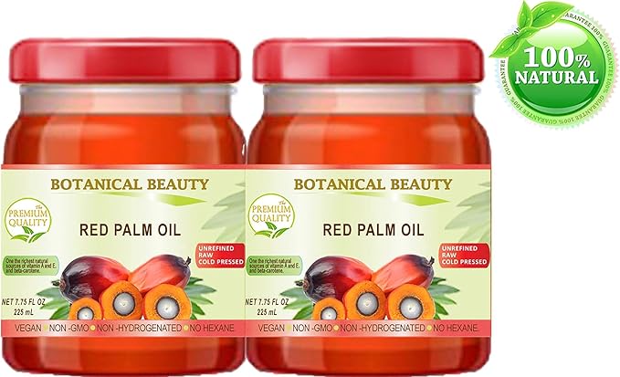 RED PALM OIL 100% Pure UNREFINED EXTRA VIRGIN Undiluted Cold Pressed SUPER FOOD 7.75 Fl.oz 225 ml (PACK 2) by Botanical Beauty