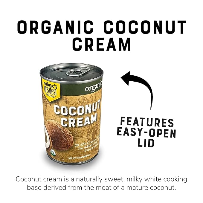 Organic Coconut Cream – NO GUAR GUM Unsweetened 20–22% Fat 13.5 oz (12-Pack) | Nature’s Greatest Foods
