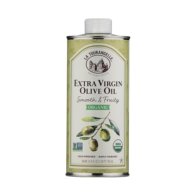 La Tourangelle Organic Extra Virgin Olive Oil Cold-Pressed Smooth &amp Fruity Early Harvest for High Antioxidants From Spain 25.4 Fl Oz
