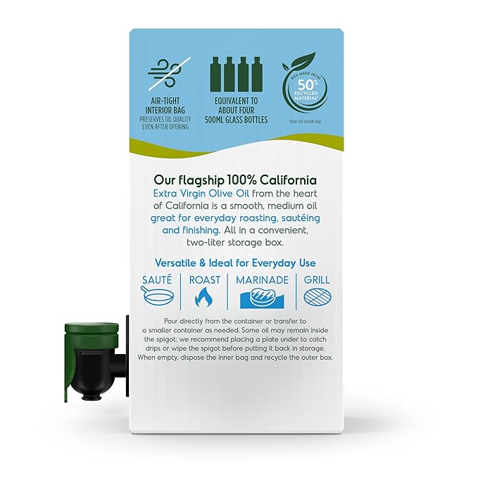 California Olive Ranch 100% California Bag-in-Box Extra Virgin Olive Oil 2L (Pack of 1)