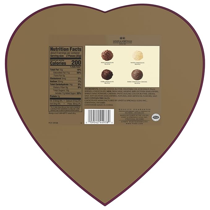 Lindt Valentine's Gourmet Truffles Assorted Chocolate Candy Heart 10.6 oz.