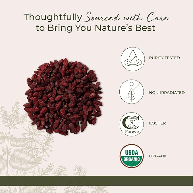 Starwest Botanicals Dried Goji Berries Organic - Whole Goji Berries Dry Organic for Oatmeal Trail Mix Salad Baking Yogurt &amp More Natural Sweet Flavor Non GMO - Bulk 1 lb Bag