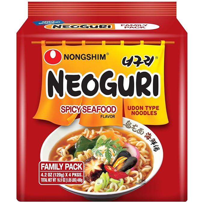 Nongshim Ramen Noodles Gourmet Instant Ramen Premium Microwavable Noodle Soup Neoguri Spicy Seafood 4.2 Ounce (Pack of 16)
