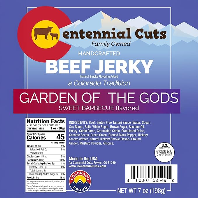 Centennial Cuts Beef Jerky – Garden of the Gods - Korean Style BBQ High Protein 7 oz Snack