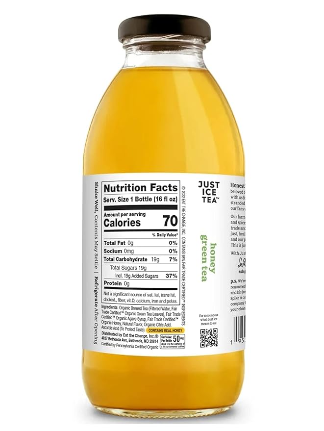 Just Ice Tea Organic Iced Tea 16 Fl Oz Glass Bottles (6 Flavor Variety Pack of 12)