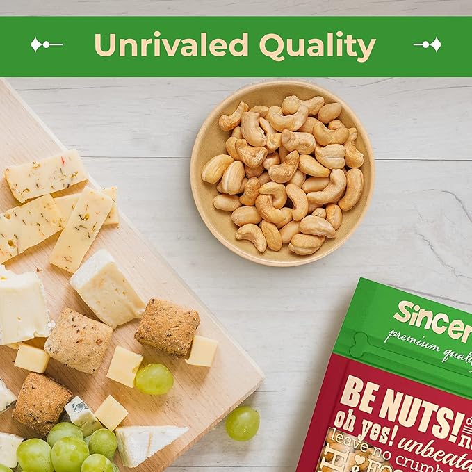 Sincerely Nuts – Whole Cashews - Roasted and Unsalted | High in Protein Everyday Healthy Snack - Rich in Nutrients |Vegan Keto &amp Kosher | Gourmet Quality Vegan Cashew - 2 (LB). Bag