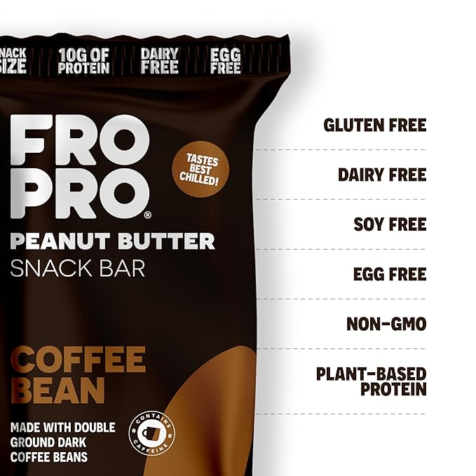 FROPRO Plant Protein Snack Bars - Plant Based Protein Bars All-Natural Gluten Dairy &amp Soy Free High Protein Bars with Low Calories | Coffee 24 Pack