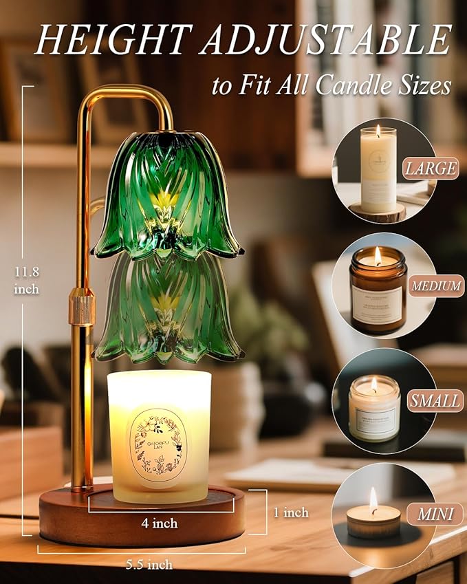 Flower Candle Warmer Lamp with Timer Dimmable Candle Warming Lamp Height Adjustable Birthday Gifts for Women Candles Warmer Light for Jar Candles Stylish Decorations