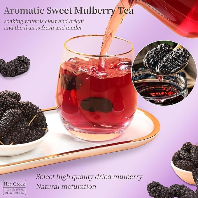 Hee Creek Top Grade Dried Mulberries Black Mulberry Tea 280g/10oz Wild Black Mulberry Dried Fruit No Sugar Added &amp No Additives Sand Free Nourishing 桑葚 桑葚干