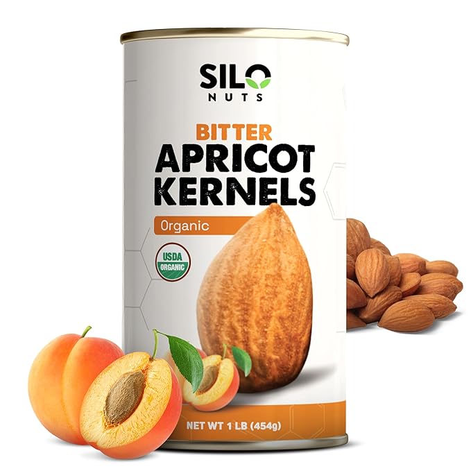 SILO Nuts Organic Bitter Apricot Kernels - 16 oz USDA Certified Organic Bitter Apricot Seeds - Natural &amp Non-GMO Premium Quality Kernals No Sulfur or Additives