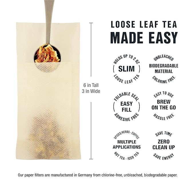 Tiesta Tea Premium Starter Loose Leaf Sampler Kit - Classic Tea Blends High to Non Caffeinated Hot &amp Iced Brews Starter Set with Black Green Herbal Sample Bags and 100 Disposable Tea Filters