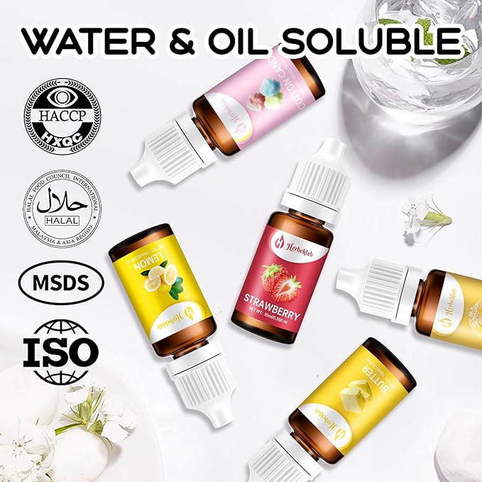 Food Flavoring Oil - Candy Flavoring for Candy Making 5 x 0.35 Fl Oz Concentrated Extracts and Flavorings for Baking Lip Gloss Cakes Desserts