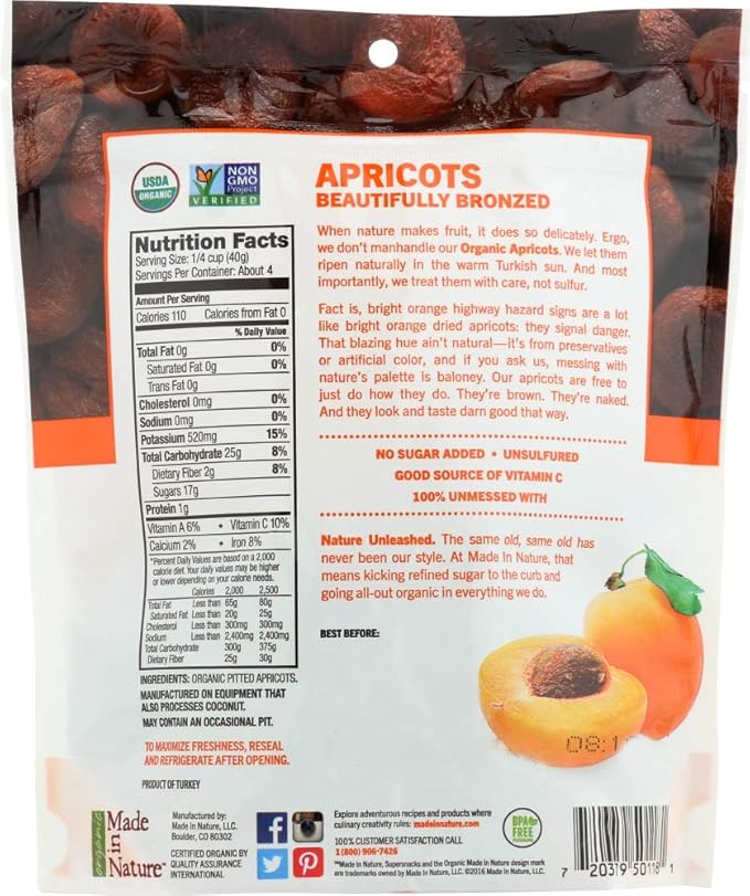 Made In Nature Organic Dried Apricot 6 Ounce - 12 per case.