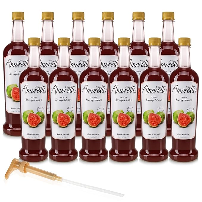 Amoretti - Guava Beverage Infusion - Drink Mix &amp Water Enhancer with Pump for Flavoring Cocktails Waters Teas and other Beverages Preservative Free