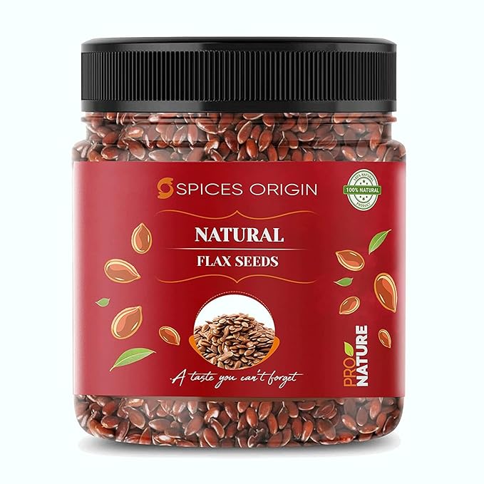Spices Origin Raw Flax Seeds Eating Rich with Fiber 250g - Alsi Seeds Premium Raw Flax Seeds Rich in Omega Diet Food_Packing May Vary
