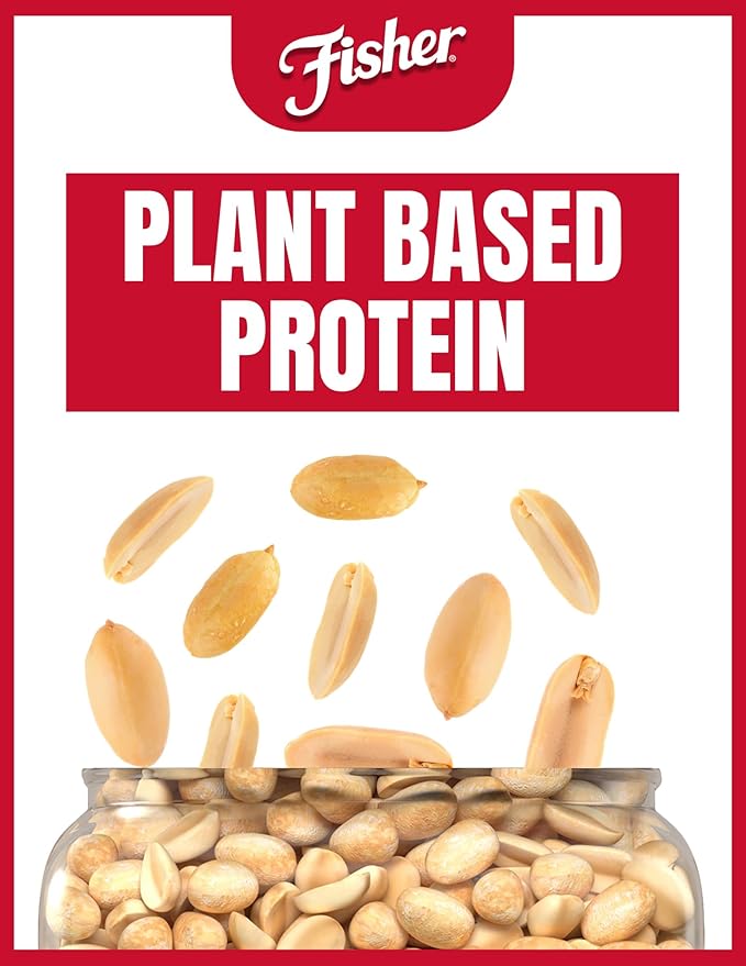 Fisher Oven Roasted Never Fried Peanuts 24 Ounces (Pack of 6) Snacks for Adults Made With Sea Salt No Added Oils Artificial Ingredients or Preservatives Gluten Free Vegan Protein Bulk